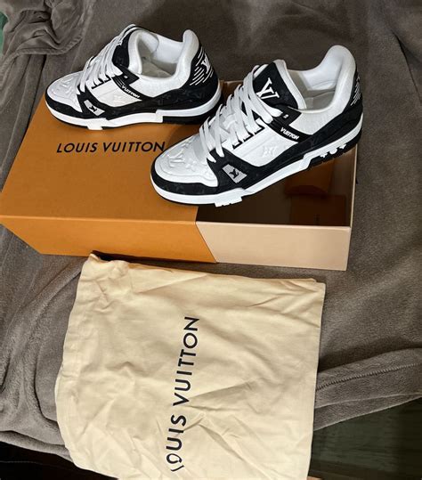 louis vuitton trainers black white|louis vuitton beige white trainer.